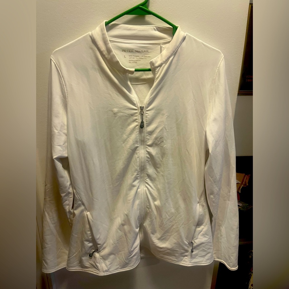 Peter Millar womens white zip up track jacket - size L - great condition